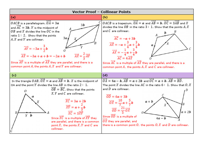 Vector Proof With Collinear Points Practice Grid Answers | PDF | Euclid ...