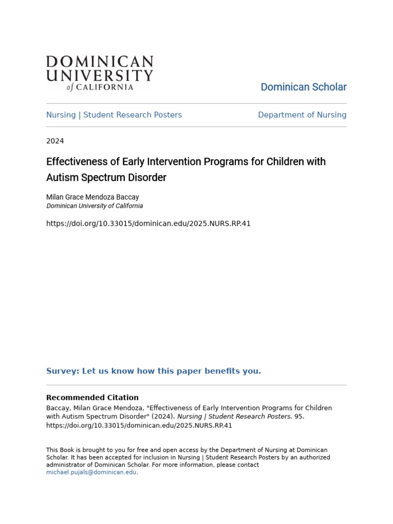 Effectiveness of Early Intervention Programs For Children With Au | PDF ...