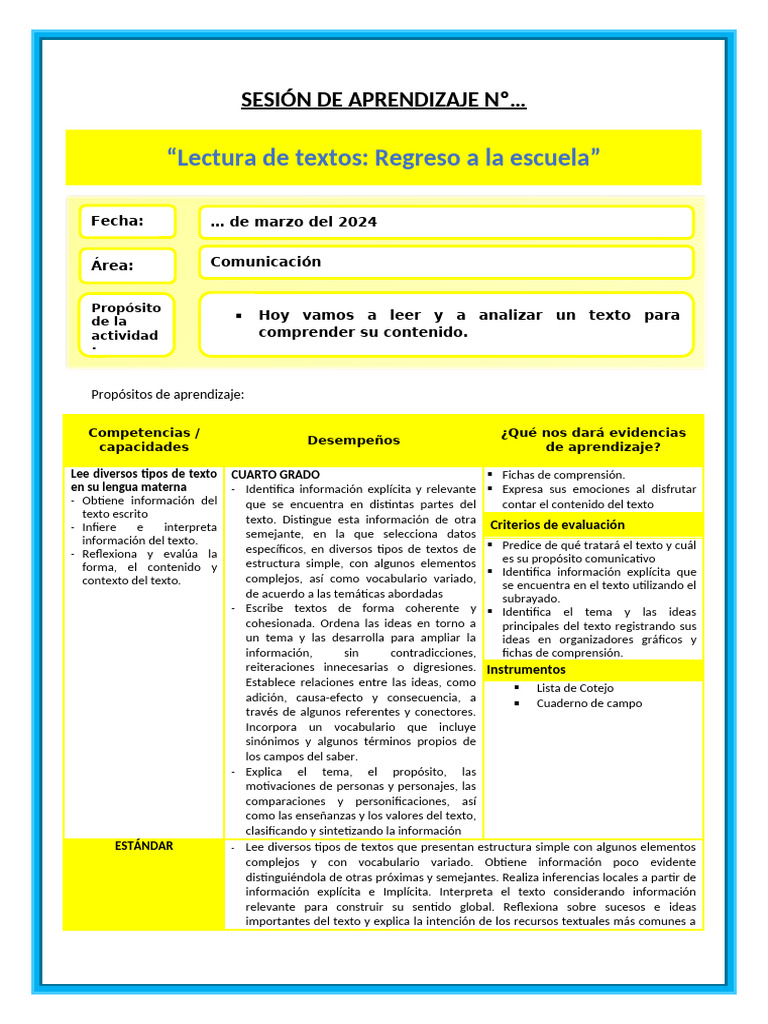 12 DE MARZO - COMUNICACION - CUARTO GRADO | PDF | Palabra | Aprendizaje