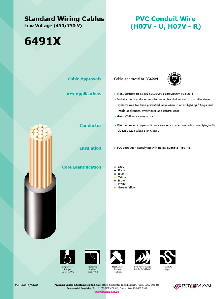 Prysmian 6491X-202308 | PDF | Electrical Wiring | Alternating Current