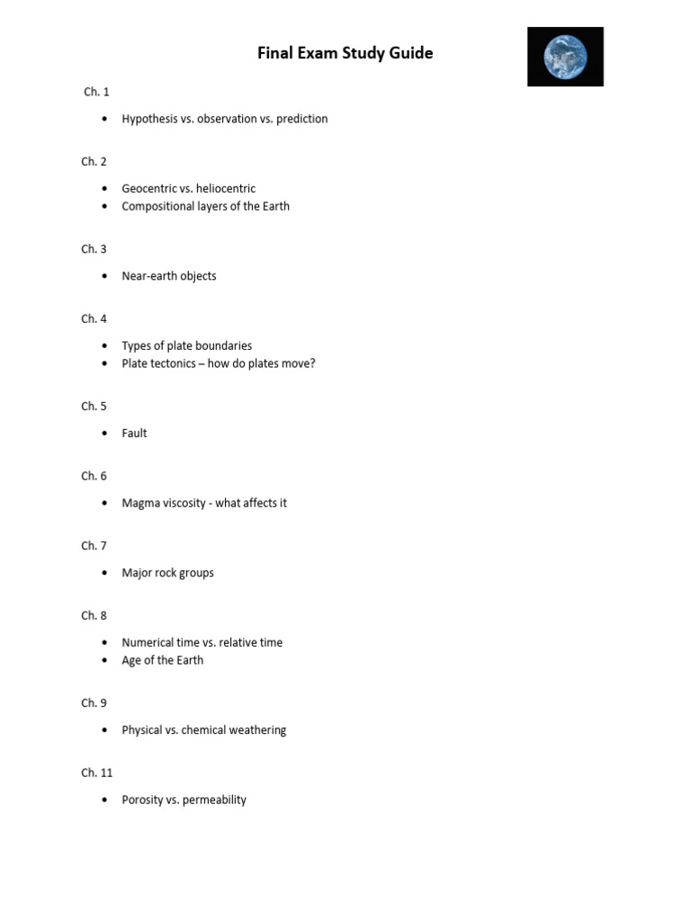 Final Exam Study Guide SP21 | PDF | Oceans | Wound