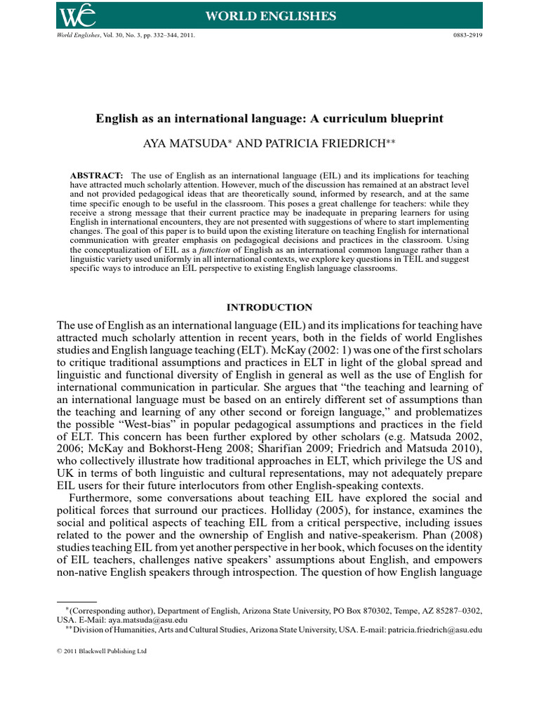 EIL Curriculum Blueprint for Teachers | PDF | Pedagogy | English Language