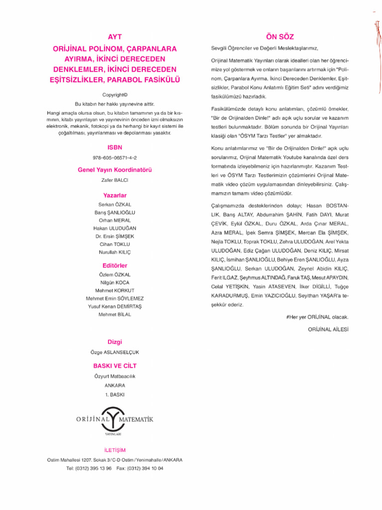 Orijinal - Polinom Fasikülü (2024) | PDF