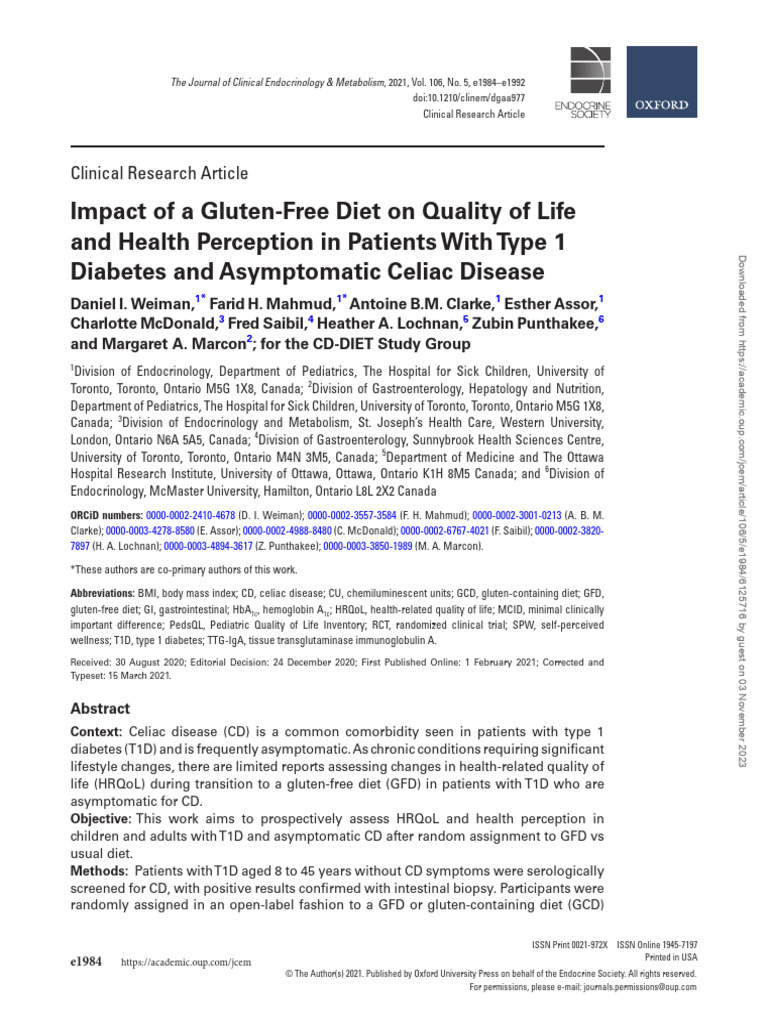 Impact of A Gluten-Free Diet On Quality of Life | PDF | Glycated ...