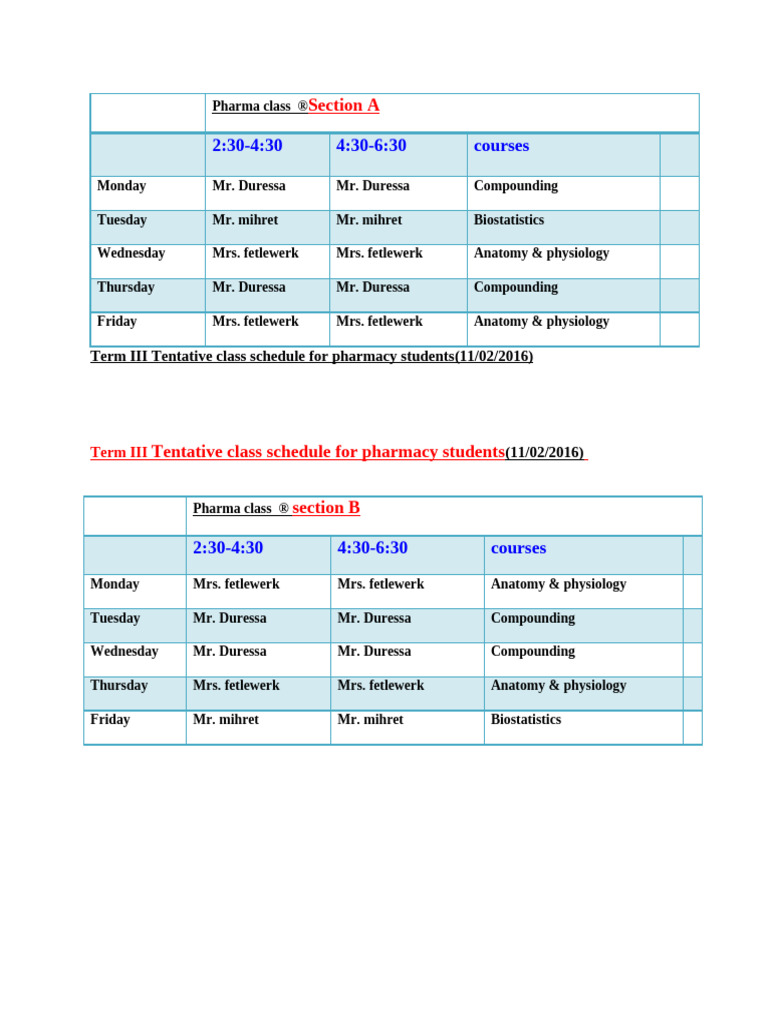 Term III Modified Schedule | PDF