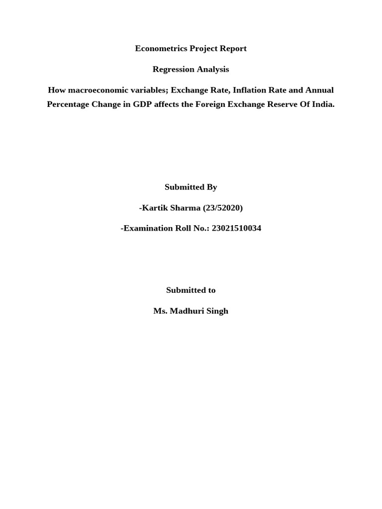 Impact of Macroeconomic Factors on India's Forex Reserves | PDF | P ...