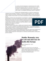 Studiu: Romania, Tara Cu Cele Mai Mici Taxe de Mediu Din Europa