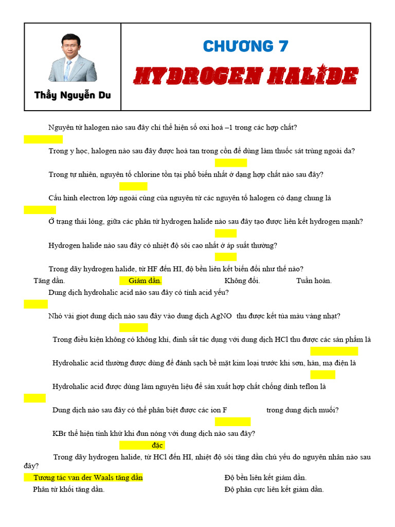 Đáp Án Hydrogen Halide | PDF