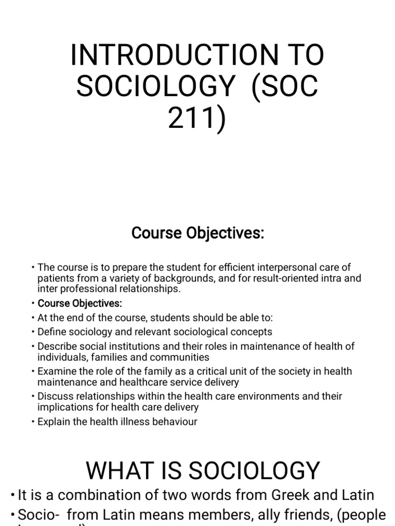 Introduction To Sociology (Soc 211) | PDF | Marriage | Sociology