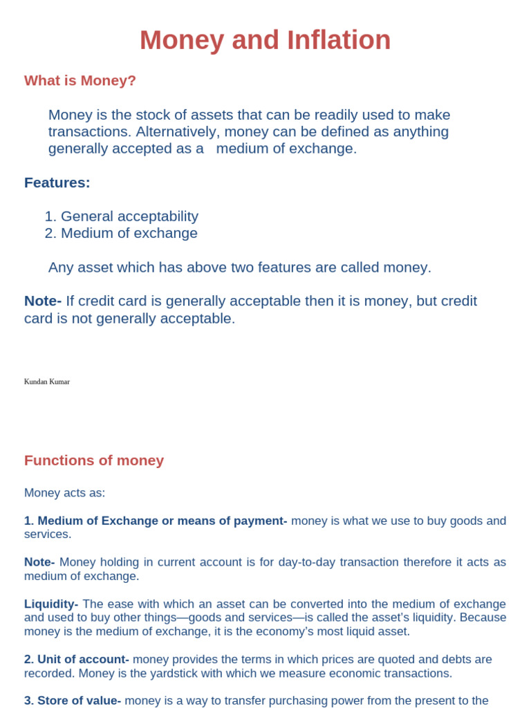 Understanding Money and Inflation Concepts | PDF | Cost Of Living | Money