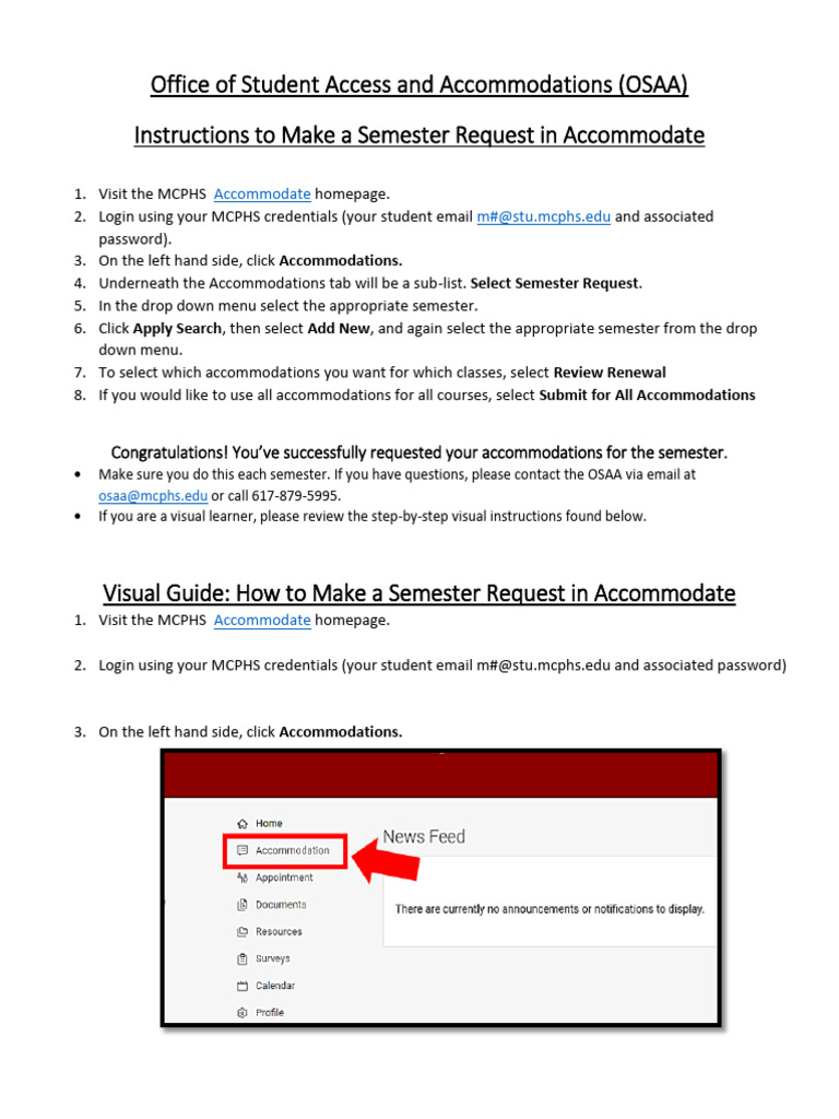 OSAA Semester Request Instructions | PDF
