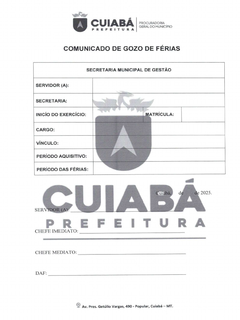 Formulario Solicitando Gozo de Férias | PDF