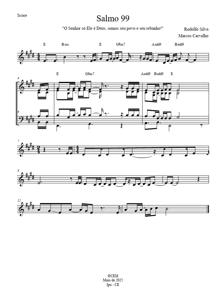 Partitura Salmo 99 - Rodolfo Silva | PDF