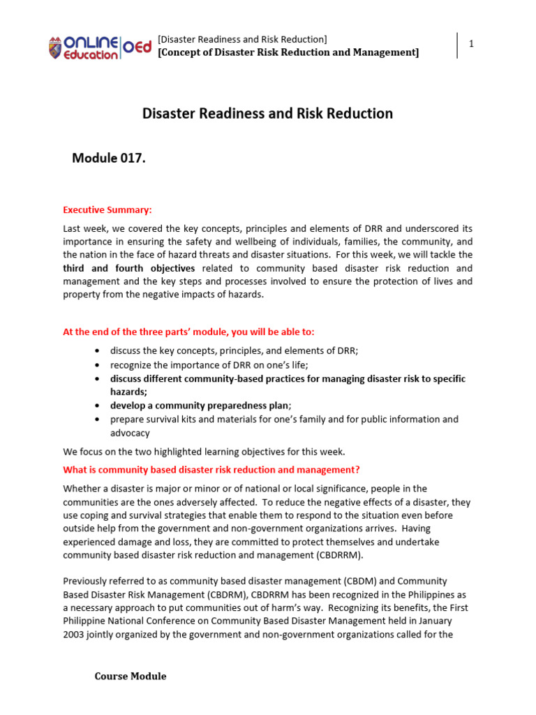 Week 017-Module Concept of Disaster Risk Reduction and Management | PDF ...