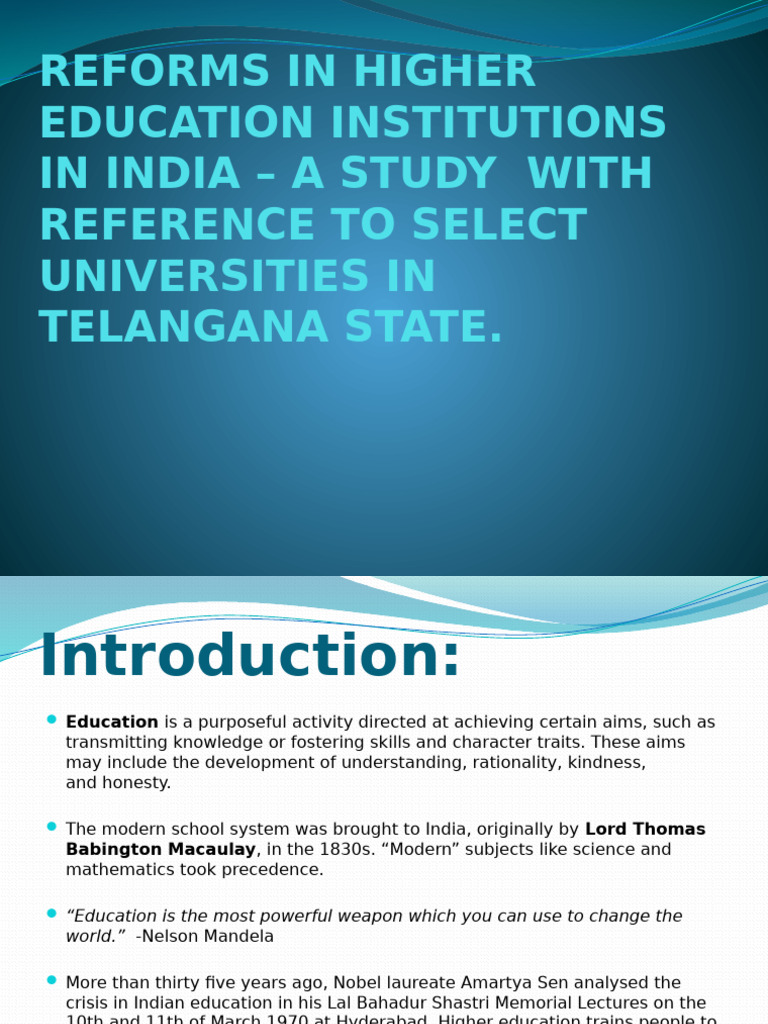 Reforms in Higher Education Institutions in India – | PDF | University ...