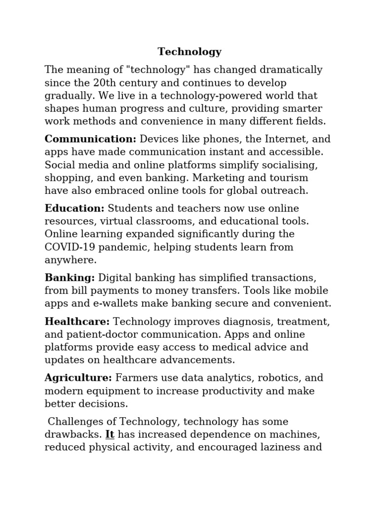 Impact of Technology on Society | PDF