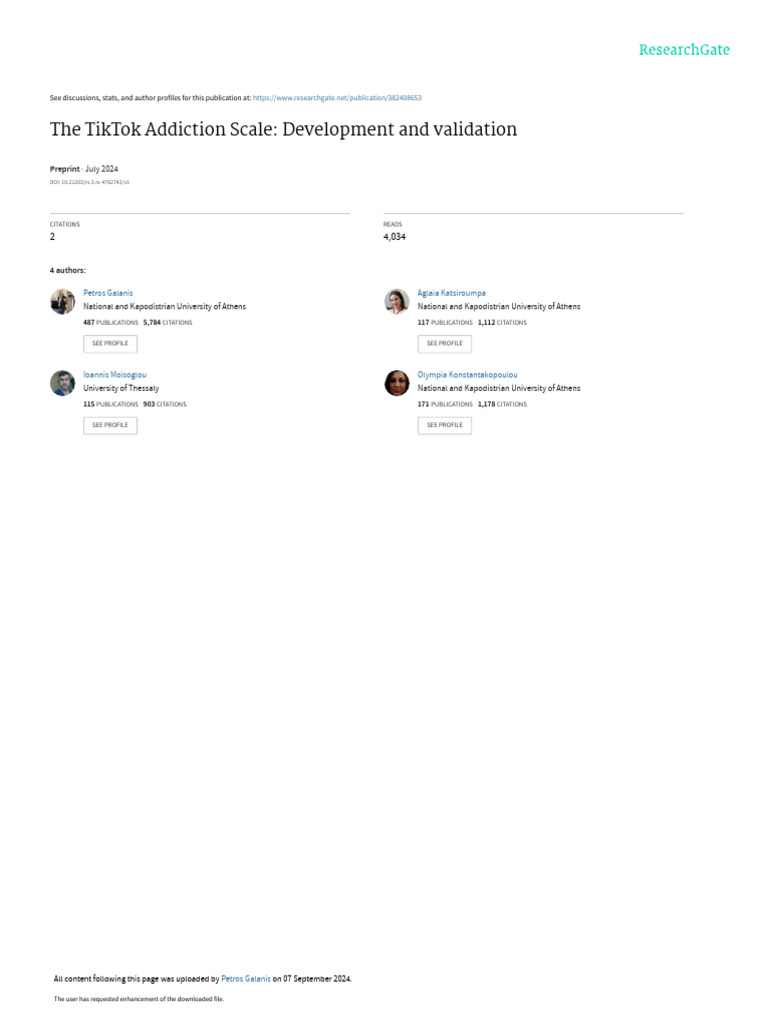 TikTok Addiction Scale Validation | PDF | Cronbach's Alpha ...