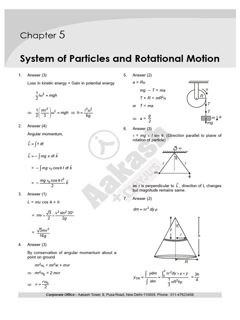 P - Sol - Ch-05 - System of Particles and Rotational Motion | PDF ...