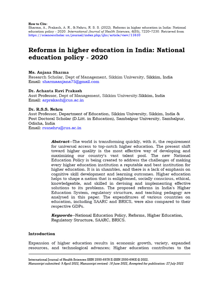 Higher Education Reforms in India 2020 | PDF | Academic Degree ...