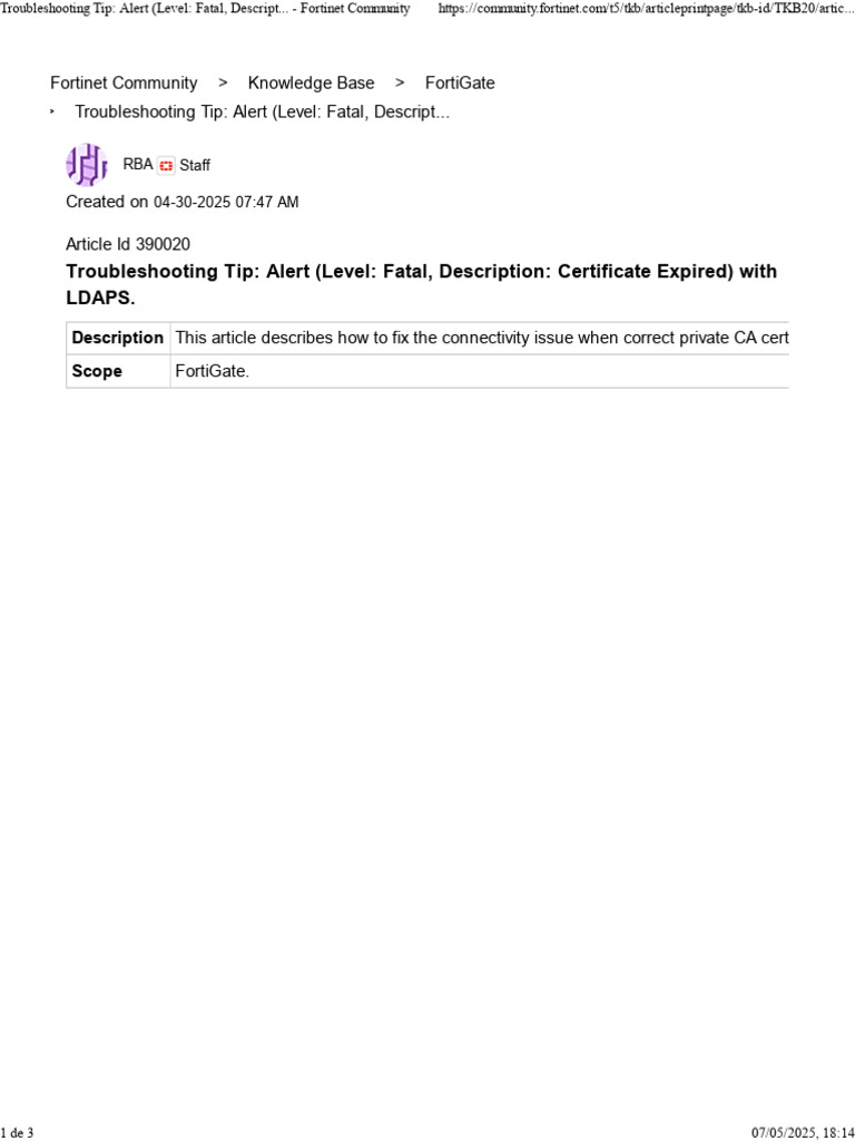 Resolving FortiGate Certificate Expiry Issues | PDF | Network Protocols ...