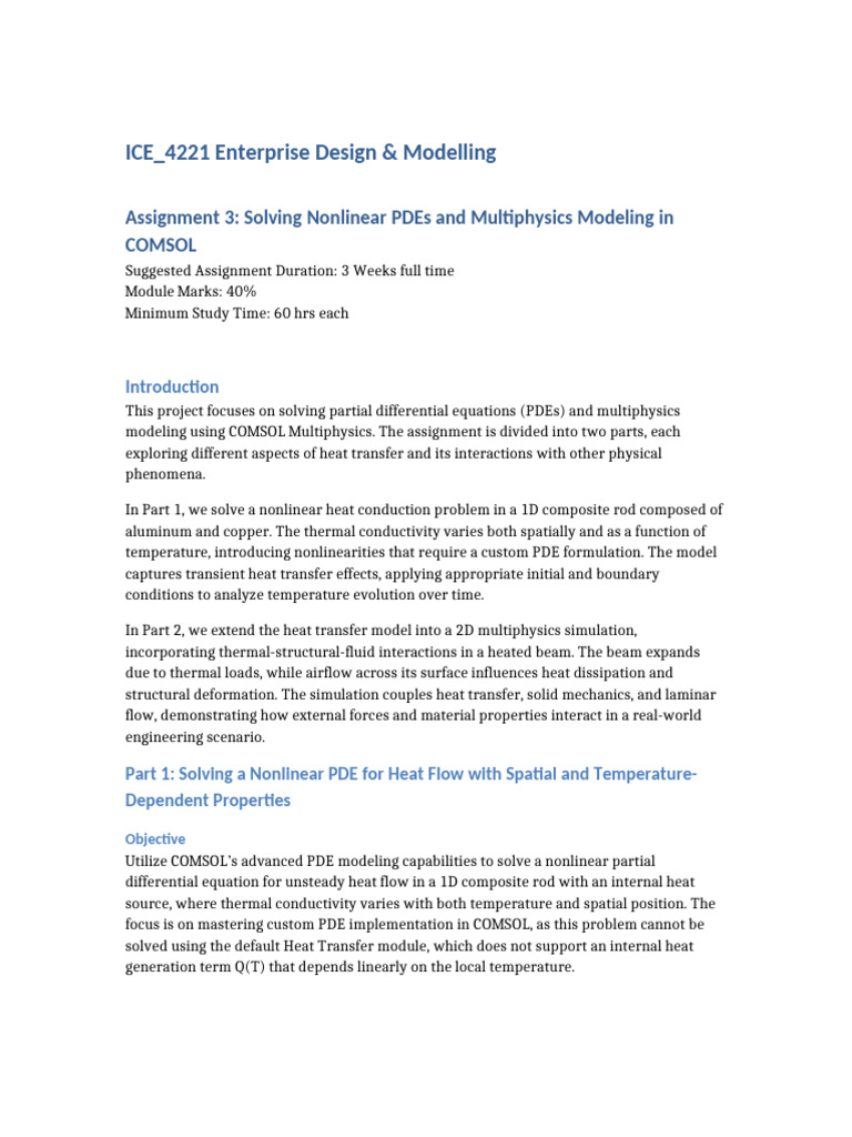 Assignment - 3 - Comsol - PDE - Multiphysics - Updated - Tagged | PDF ...