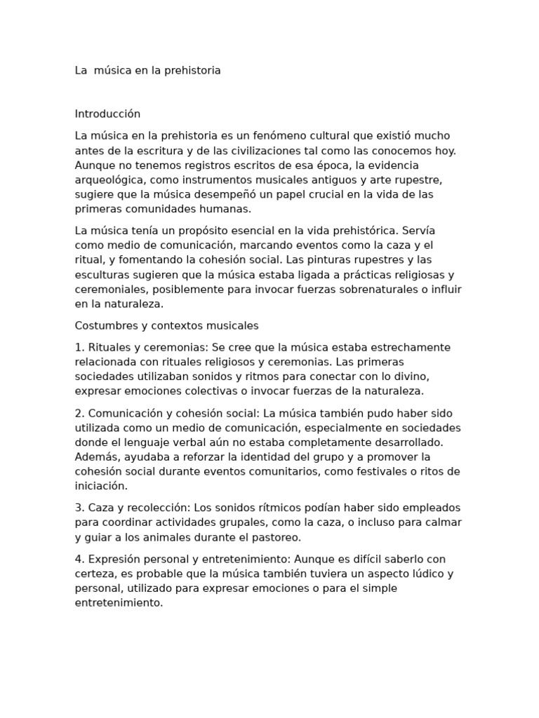 Música en la Prehistoria: Orígenes y Funciones | PDF | Rituales ...