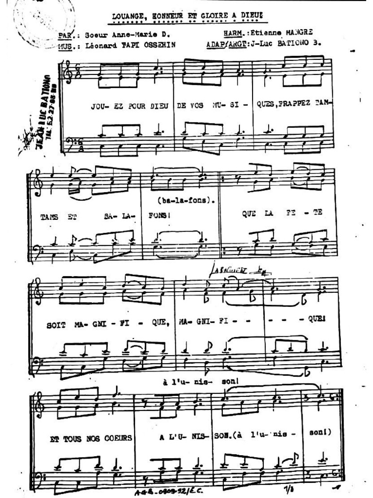 Jouez Pour Dieu de Vos Musiques | PDF