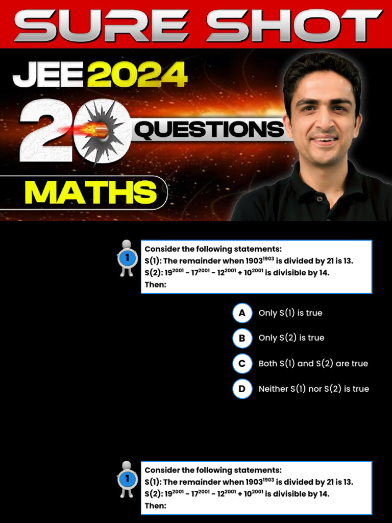 Copy Sure Shot 20 - JEE Main 2024 (Jan Attempt) | PDF | Ellipse ...