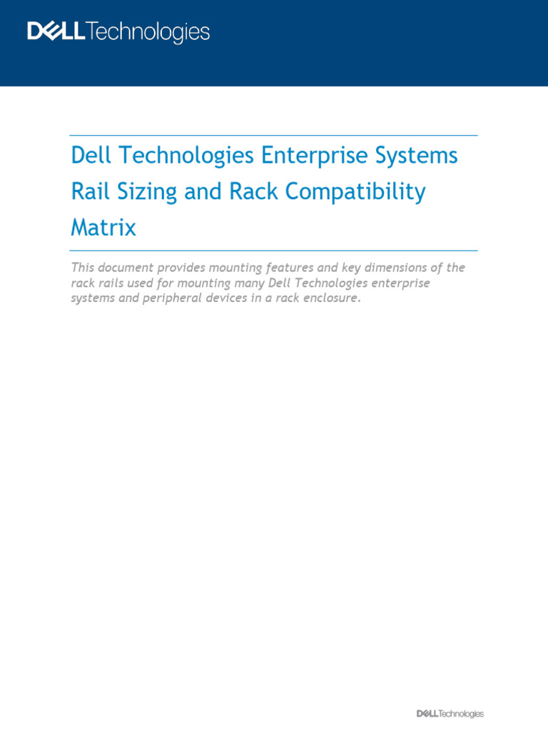 Dell Rail Sizing & Compatibility Matrix | PDF | Manufactured Goods