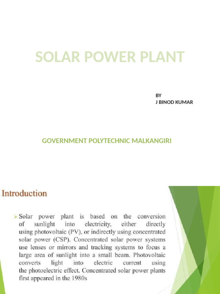 Solar Power Plant | PDF
