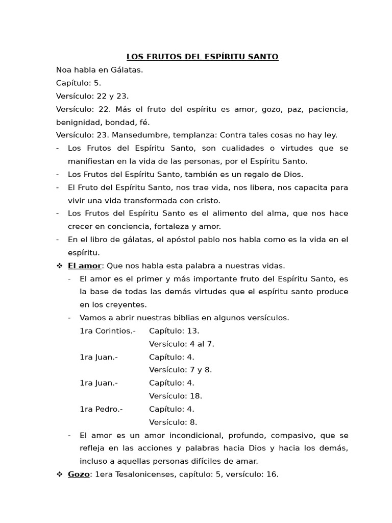 Frutos del Espíritu Santo en Gálatas | PDF | Fruto Del Espiritu Santo | Fe