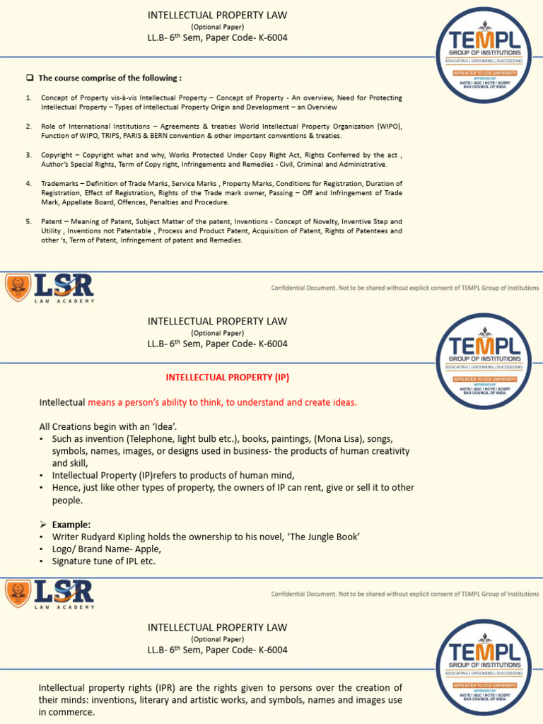 Overview of Intellectual Property Law | PDF | Intellectual Property ...