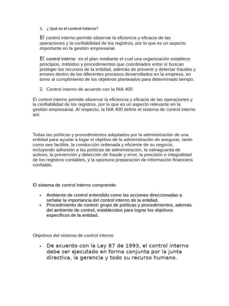 Control Interno Inf | PDF | Contabilidad | Estado financiero