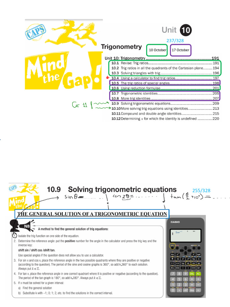 24 October Lesson Notes Trigonometry Grade 11 Solving Equations | PDF