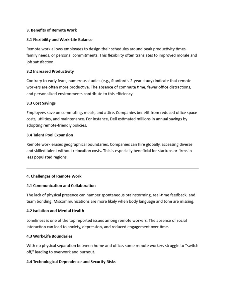 Benefits of Remote Work | PDF | Business | Organizational Behavior