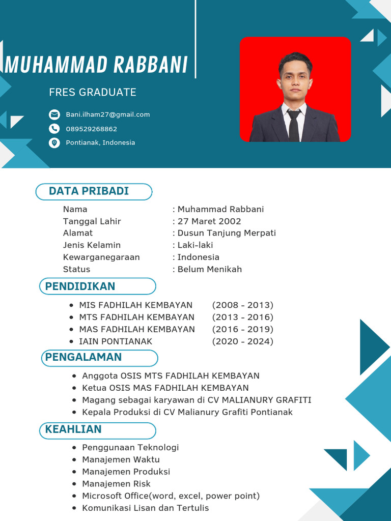 CV_IJAZAH Muhammad Rabbani | PDF