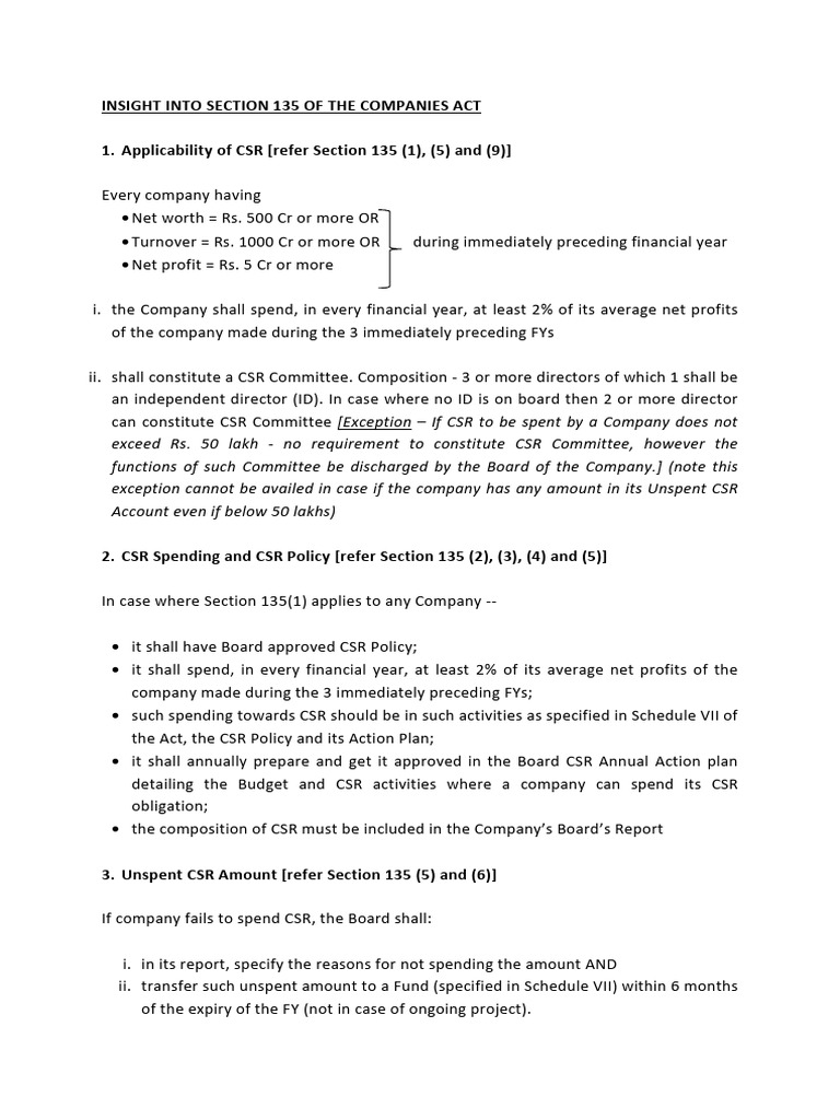 CSR Compliance Under Companies Act 135 | PDF | Government