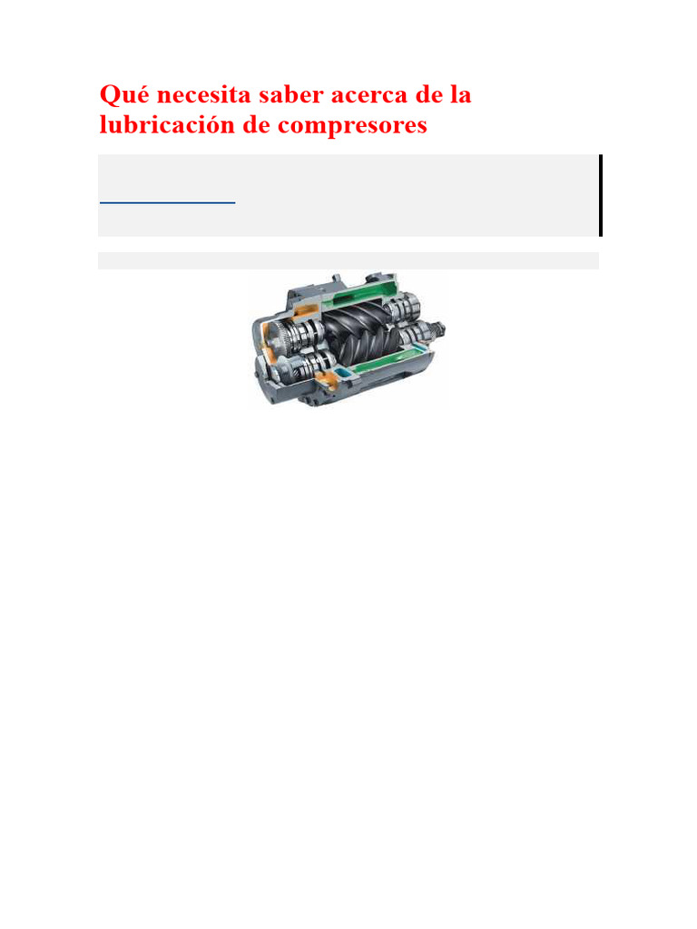 Lubricación Efectiva de Compresores | PDF | Lubricante | Gases