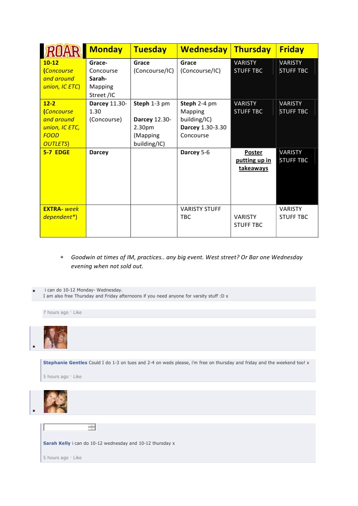 Weekly Schedule for Varsity Events | PDF