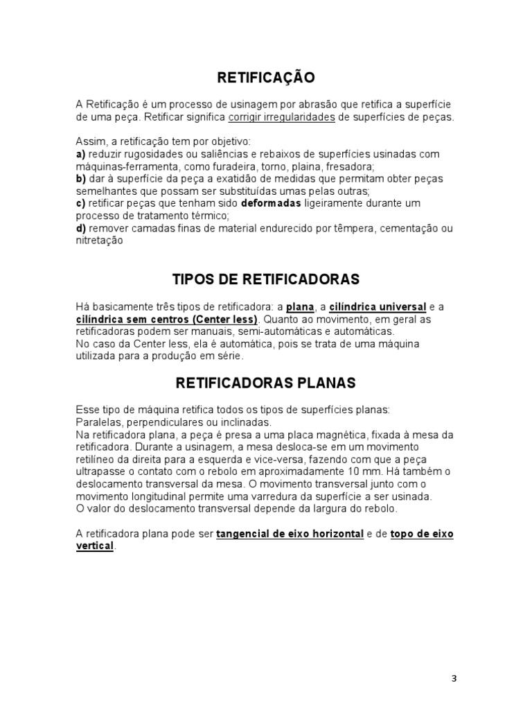 Tipos e Processos de Retificação Usinagem | PDF | Moagem (corte ...