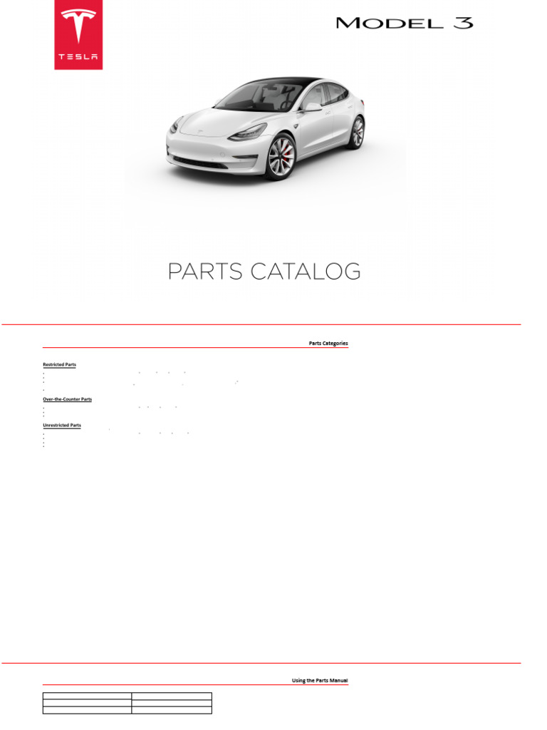 Model 3 Parts Manual Overview | PDF | Over The Counter Drug | Car