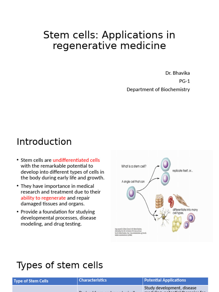 Stem Cells in Regenerative Medicine | PDF | Stem Cell | Cell Potency