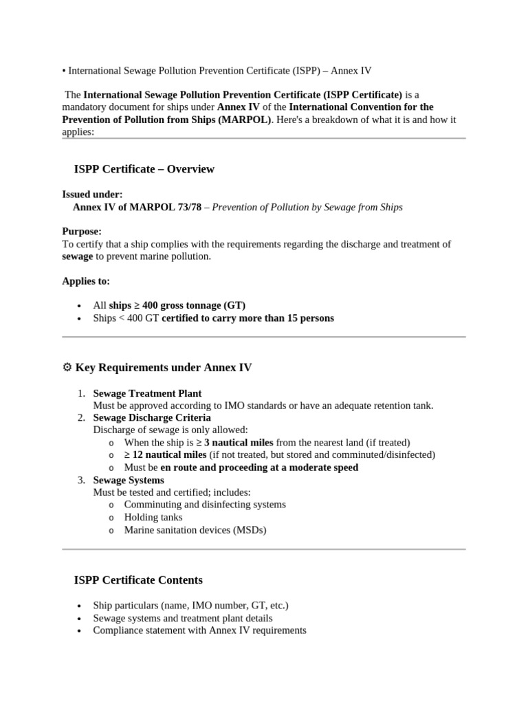 ISPP Certificate Overview and Requirements | PDF
