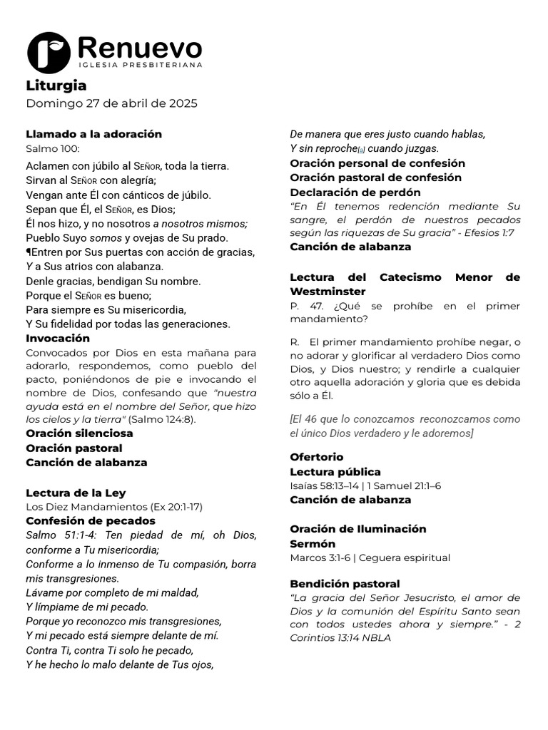 Liturgia del 27 de abril de 2025 | PDF | Pecado | Oración