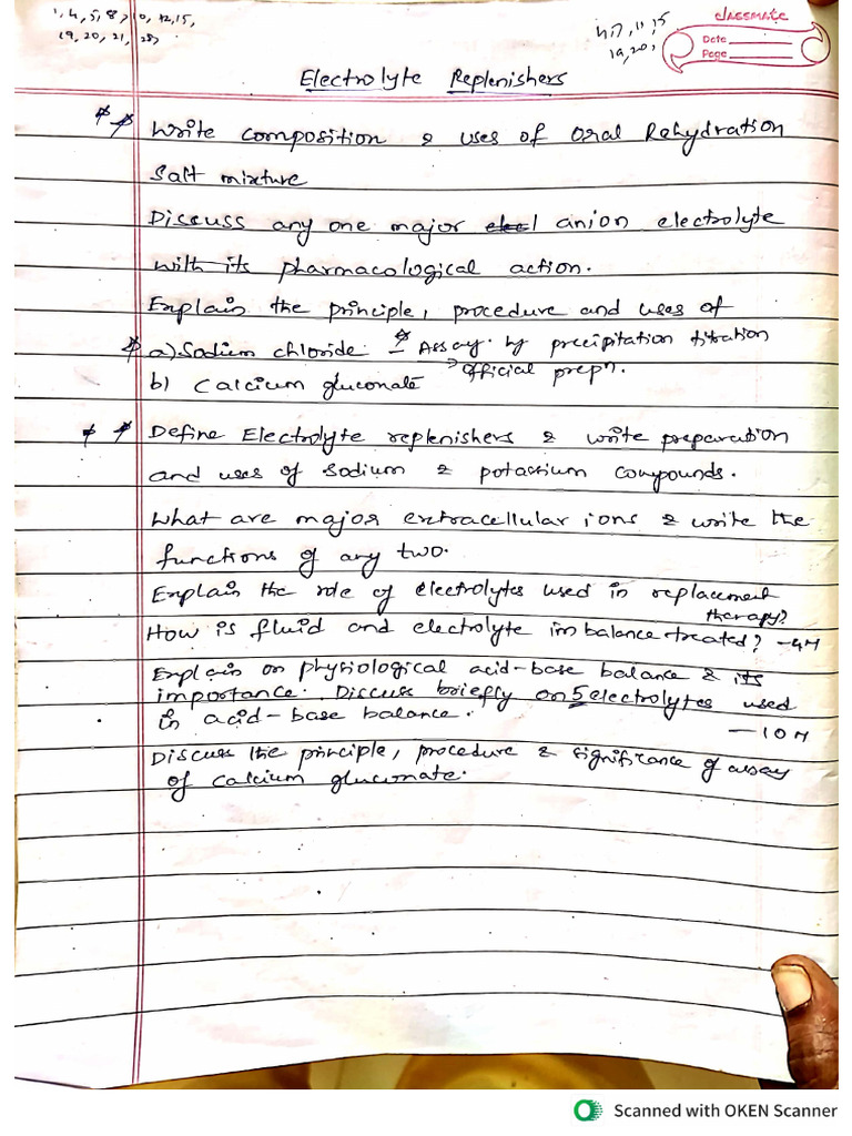 Electrolyte Replenishers Questions | PDF