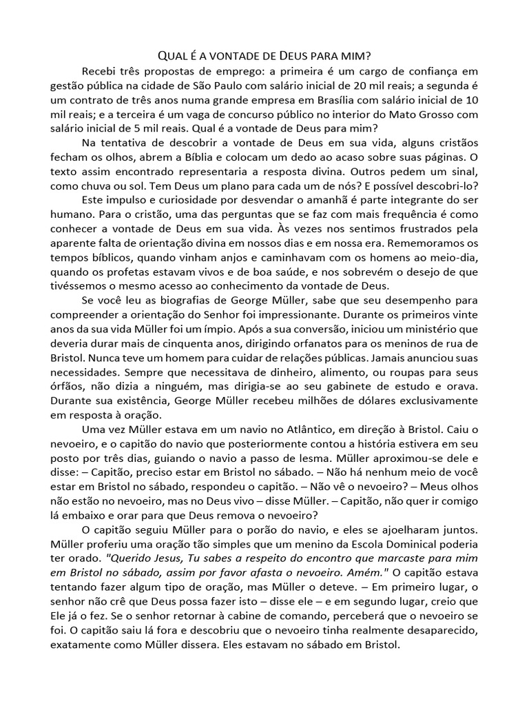 Como Descobrir a Vontade de Deus? | PDF | Deus | Bíblia