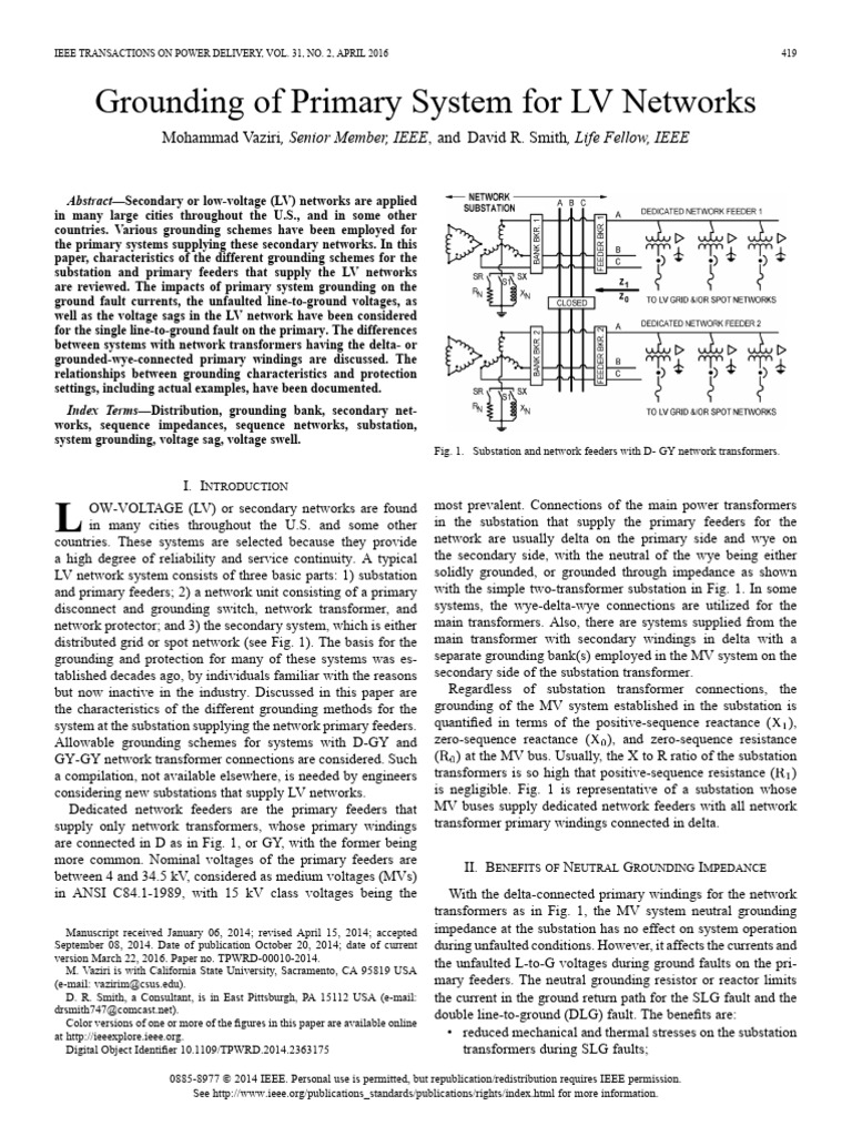 Grounding Methods for LV Networks | PDF | Transformer | Electrical ...