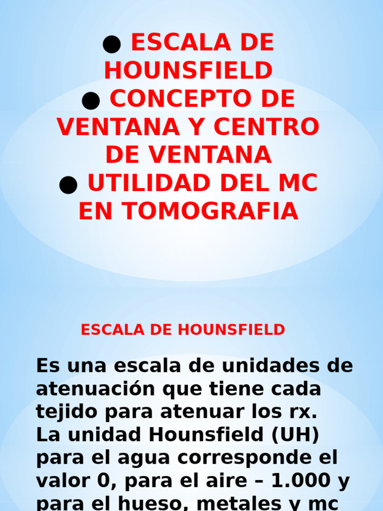 Escala de Hounsfield en Tomografía | PDF
