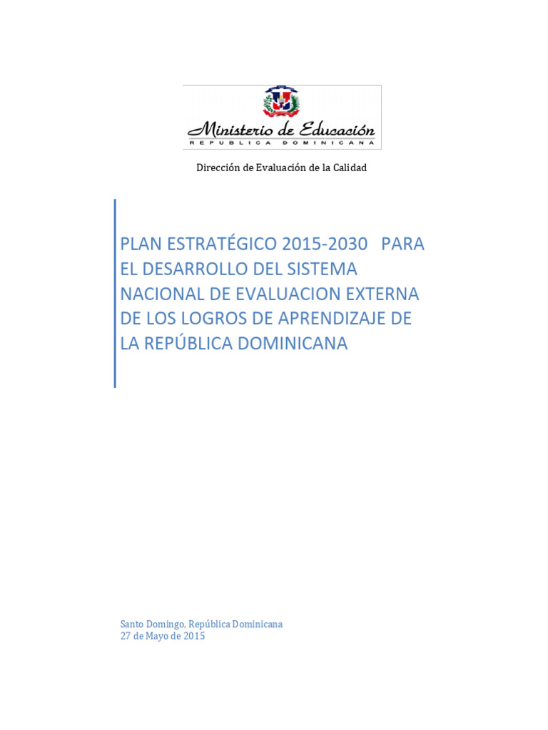 Plan de Evaluacion 2015-2030 | PDF | Evaluación | Plan de estudios