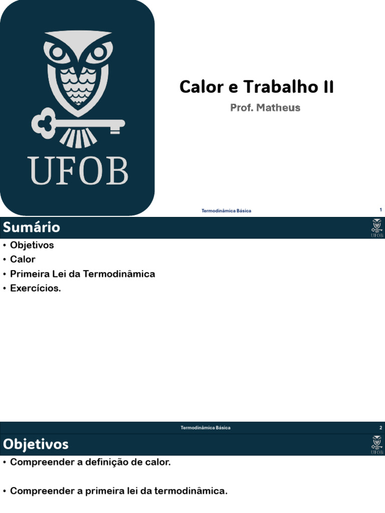 Calor e Primeira Lei da Termodinâmica | PDF | Termodinâmica | Calor